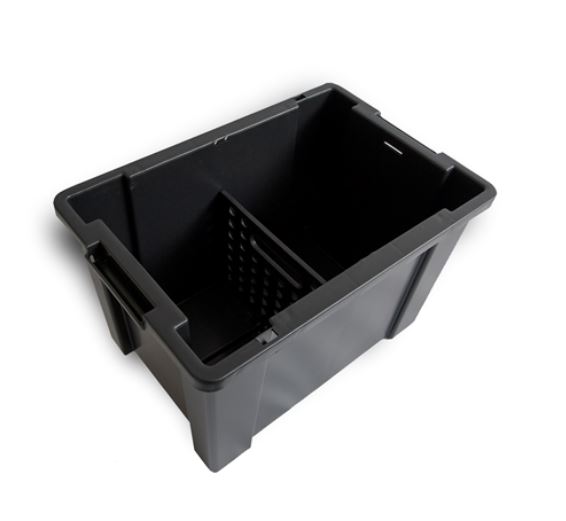 Diepe opbergbox zwart SM en PM werkwagen