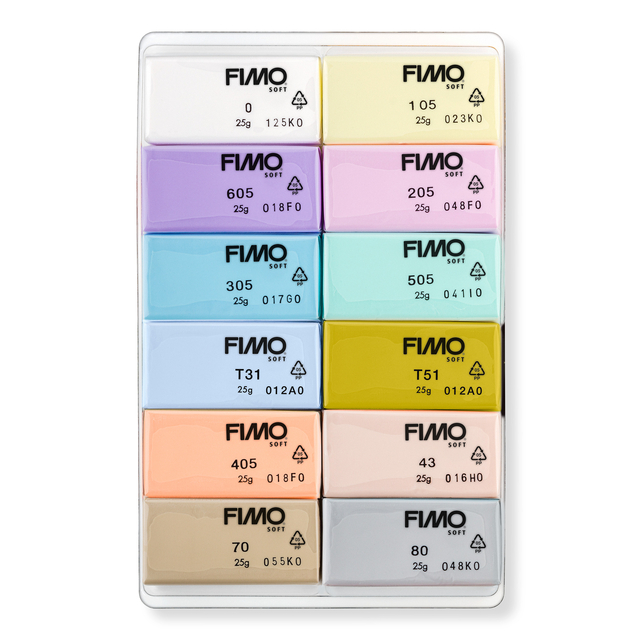 Klei Fimo  soft colour pak à 12 pastel kleuren