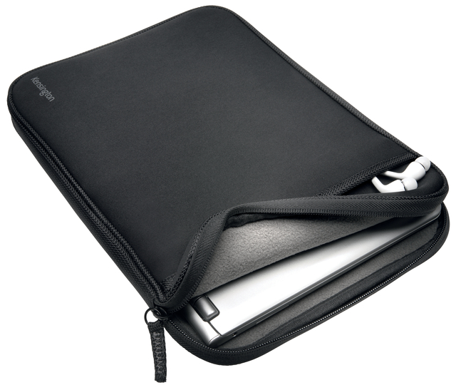 laptop sleeve, tablet sleeve, gevoerd zak, zwart, verscholen padding