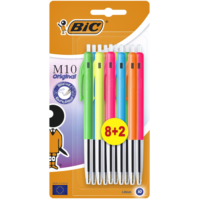 Balpen Bic M10 Colors Limited Edition medium assorti 8+2 gratis Balpen Bic M10 Colors Limited Edition medium assorti 8+2 gratis