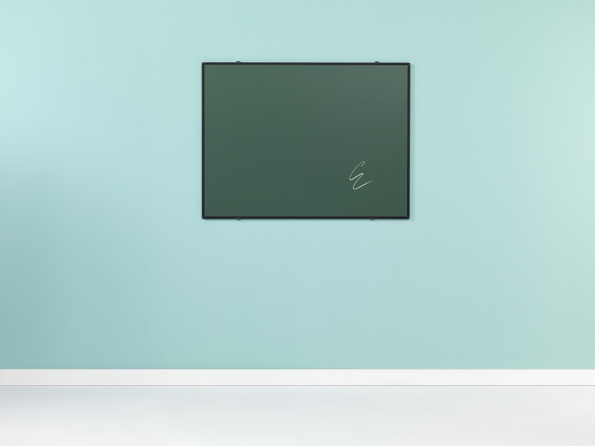 Krijtbord zwart Softline profiel 8mm, emailstaal groen - 120x240 cm