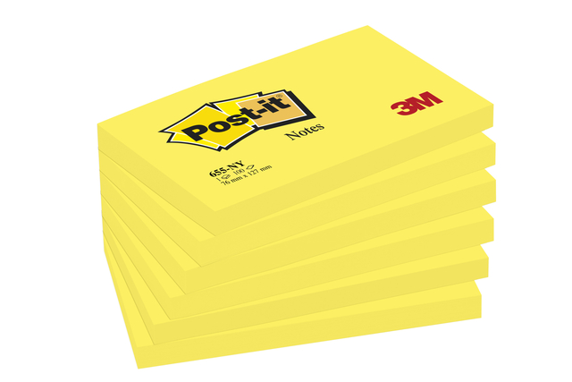 Memoblok Post-it 655 76x127mm 100 vel per blok neon geel Memoblok Post-it 655 76x127mm 100 vel per blok neon geel