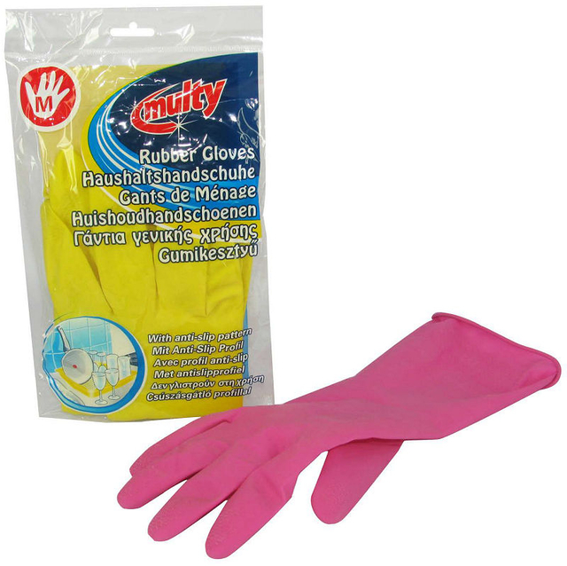 Huishoudhandschoen Multy latex Medium assorti Huishoudhandschoen Multy latex Medium assorti