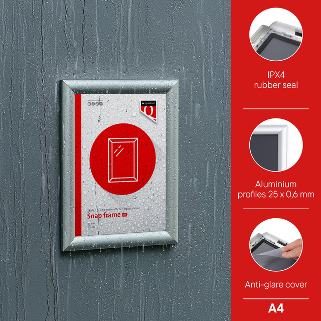 snap frame, A4, aluminium profiel, anti-glare, rubber seal