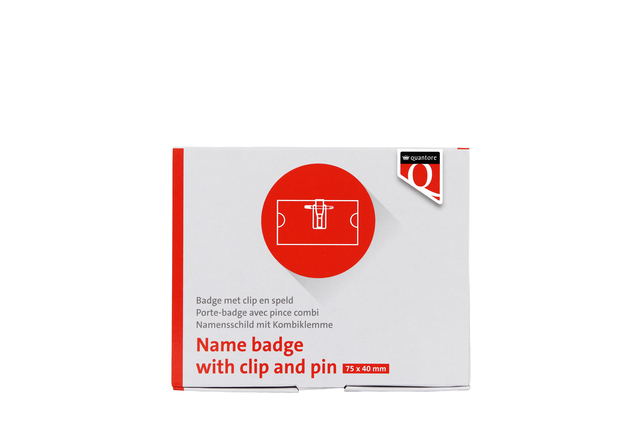 Badge Quantore met clip en speld 40x75mm Badge Quantore met clip en speld 40x75mm