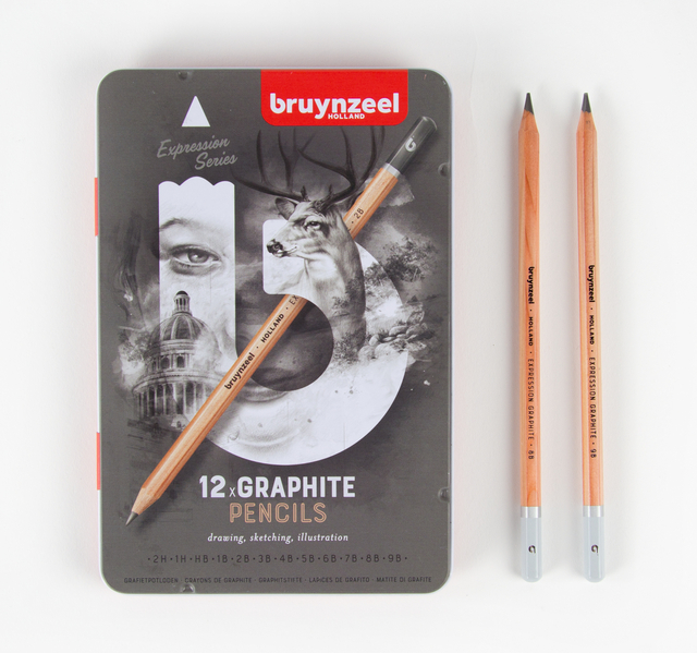 Grafietpotlood Bruynzeel Expression set à 12 breedtes grijs