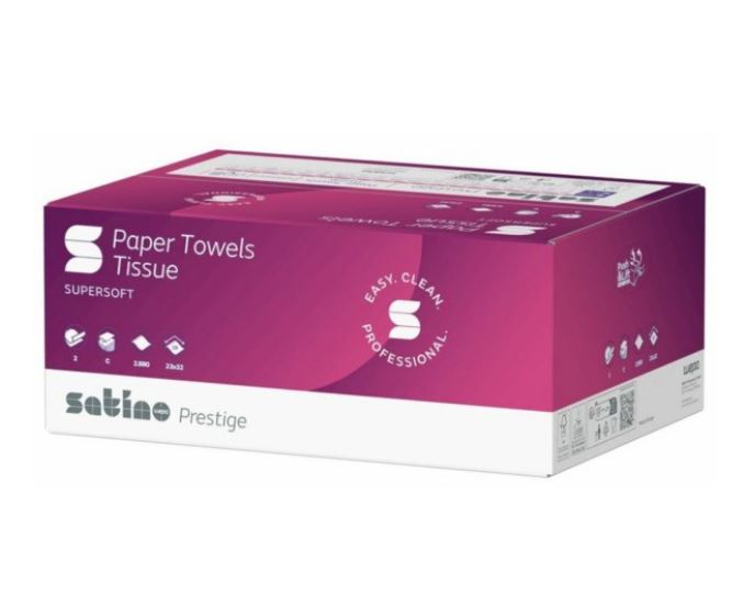 Satino Prestige Handdoekjes 2lgs 23x33 C-vouw Wit ds 2880st