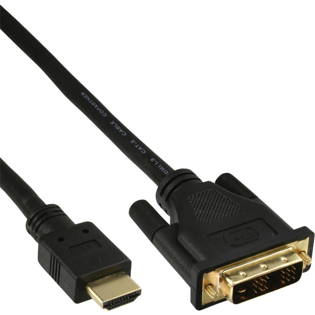 Kabel inLine HDMI DVI 18+1 pin M/M 2 meter zwart Kabel inLine HDMI DVI 18+1 pin M/M 2 meter zwart