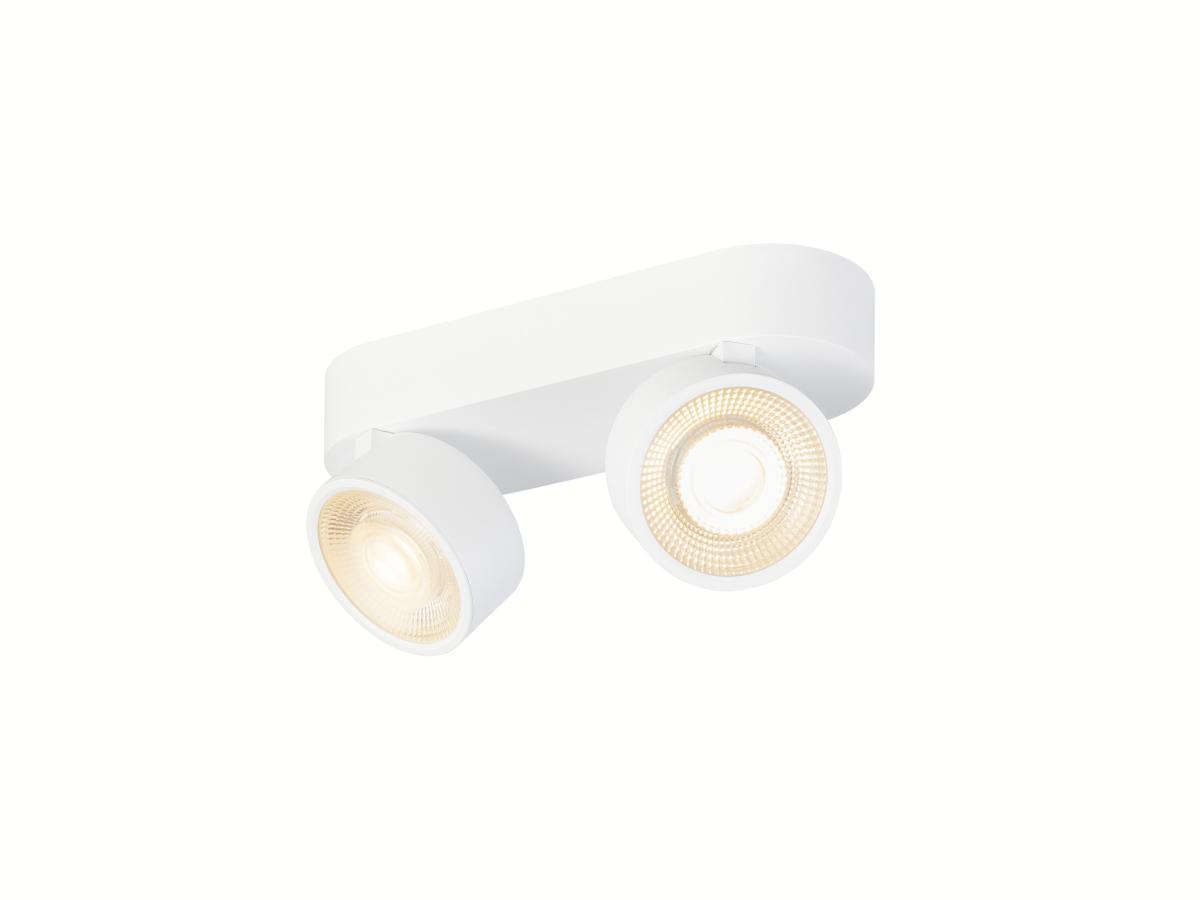 wandlamp, spotlights, dubbele spot, witte afwerking, inbouw/oppervlakte montage