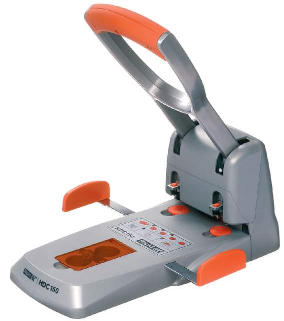 Perforator Rapid Supreme HDC150/2 heavy duty 2-gaats 150 vel zilver/oranje Perforator Rapid Supreme HDC150/2 heavy duty 2-gaats 150 vel zilver/oranje