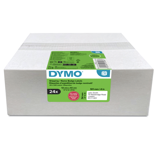 Etiket Dymo LabelWriter naamkaart 54x101mm 24 rollen á 220 stuks wit