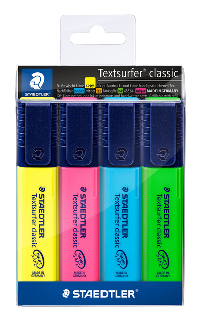 Markeerstift Staedtler 364 Textsurfer assorti 4 stuks Markeerstift Staedtler 364 Textsurfer assorti 4 stuks