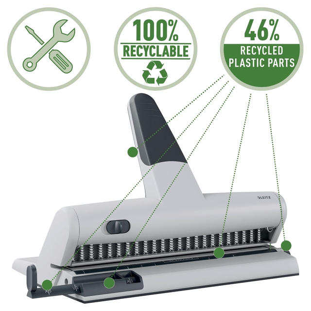 Perforator Leitz 5115 heavy duty 23 gaats zilver