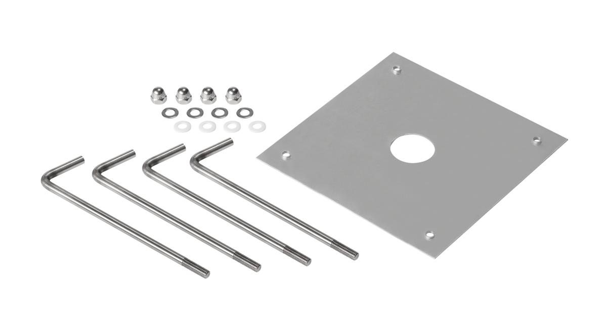 spijkermontage, driehoekige metalen haken, roestvrij staal, plaat met gat, montageset