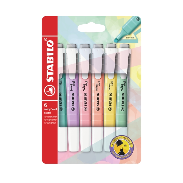 Markeerstift STABILO Swing cool 275/6 pastel assorti etui à 6 stuks