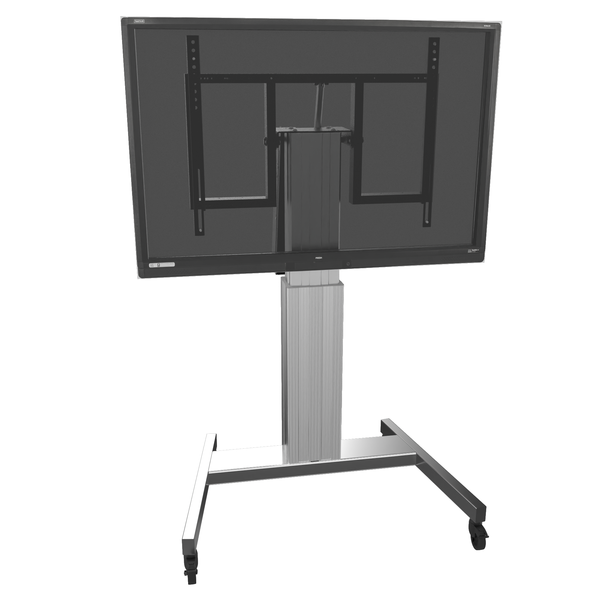 Elektrisch in hoogte verstelbare en kantelbare tv-trolley, verrijdbare monitorstandaard, 50 cm slag