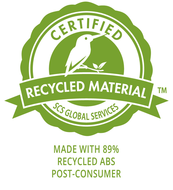 recycled material, badge, certified, eco, post-consumer