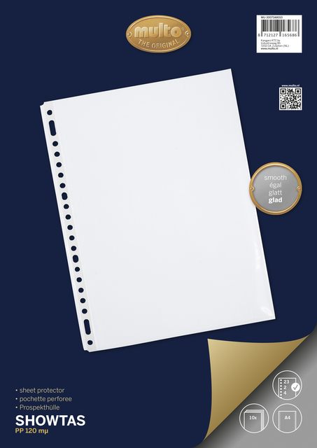Showtas Multo A4 23-gaats PP 120 micron glad 10 stuks
