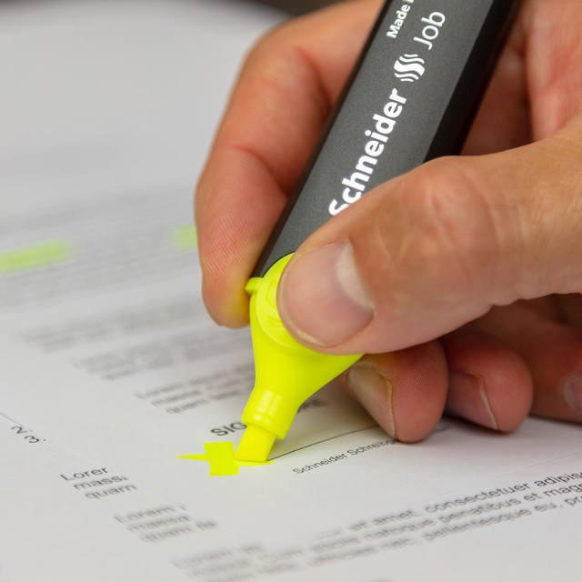 highlighter, marker, neon geel, duimgreep, inkt tip