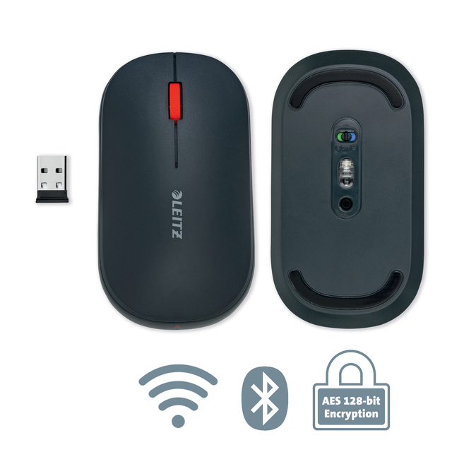 muis, draadloos, USB-dongle, AES-128, oppervlakte?