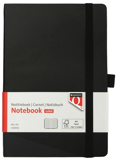 Notitieboek Quantore A5 flex lijn 192blz 80gr zwart Notitieboek Quantore A5 flex lijn 192blz 80gr zwart