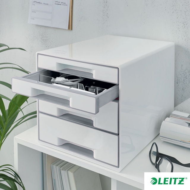 Ladenblok Leitz WOW CUBE A4 maxi 4 laden wit/grijs