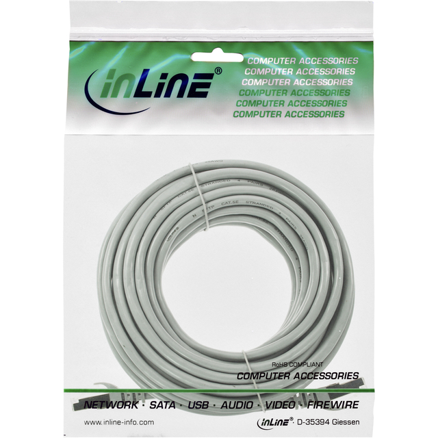 Kabel InLine Cat5e U UTP 20 meter grijs