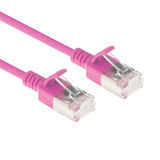 ACT Roze 10 meter LSZH U/FTP CAT6A datacenter slimline patchkabel snagless met RJ45 connectoren