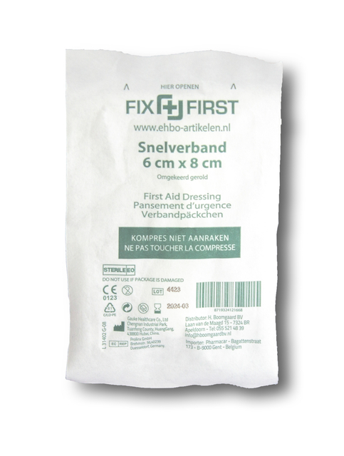 Snelverband FixFirst gerold 6x8cm 10 stuks Snelverband FixFirst gerold 6x8cm 10 stuks