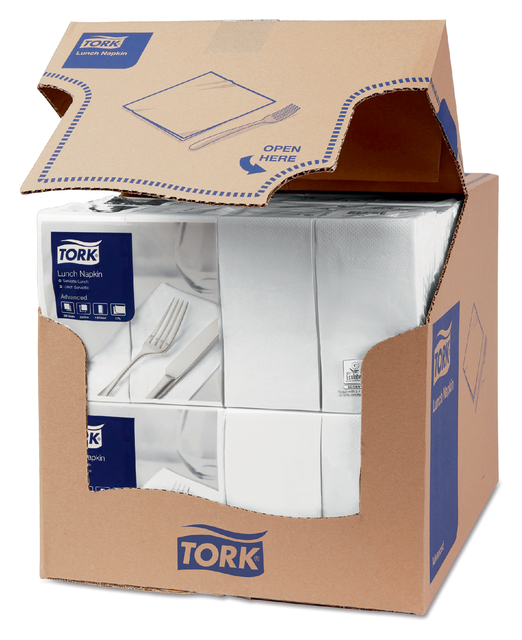 Lunchservet Tork Advanced 1/8 vouw 2-laags 328x325mm 200 vel wit 477402