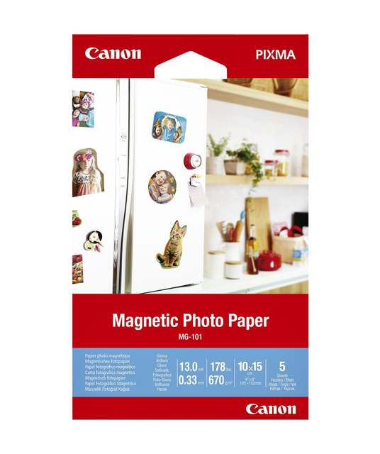 Fotopapier Canon MG-101 magnetisch 10x15cm 5 vel Fotopapier Canon MG-101 magnetisch 10x15cm 5 vel
