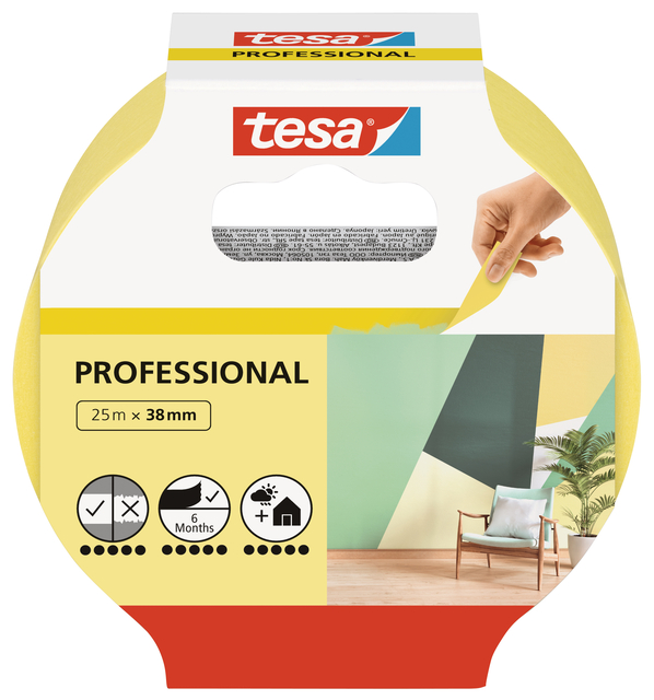 Afplaktape tesa®  Professional 25mx38mm geel Afplaktape tesa®  Professional 25mx38mm geel