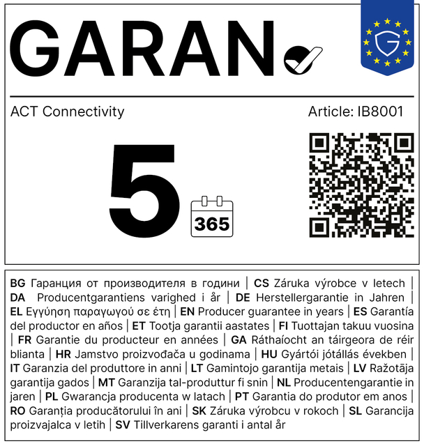 5 jaar garantie, fabrieksgarantie, garantielabel