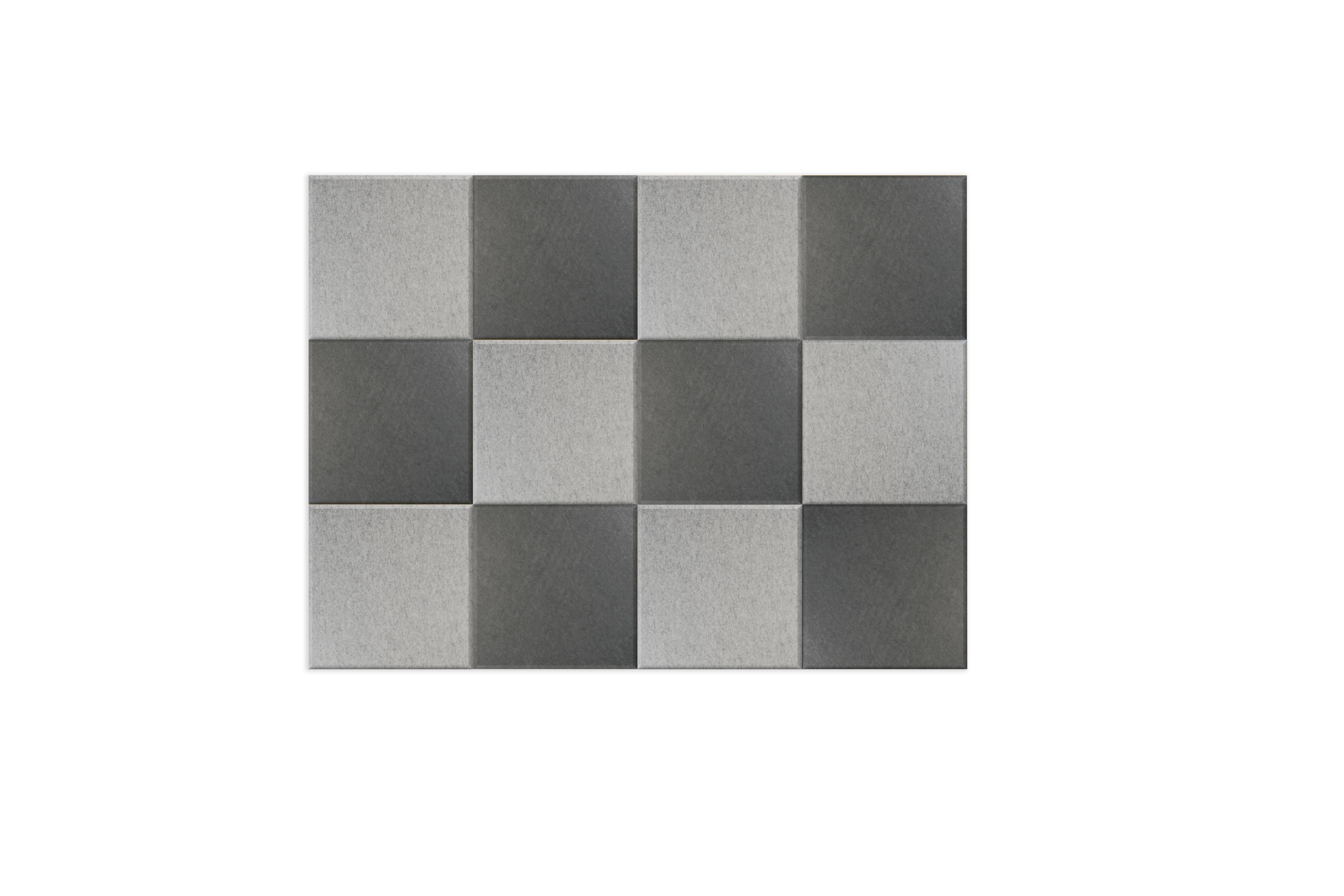 Akoestische PET-vilt wandtegels, set van 12, combi set grijs - 30x30 cm