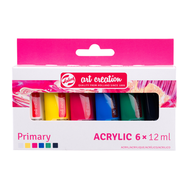 Acrylverf Talens Art Creation Primary 12ml set à 6 kleuren Acrylverf Talens Art Creation Primary 12ml set à 6 kleuren