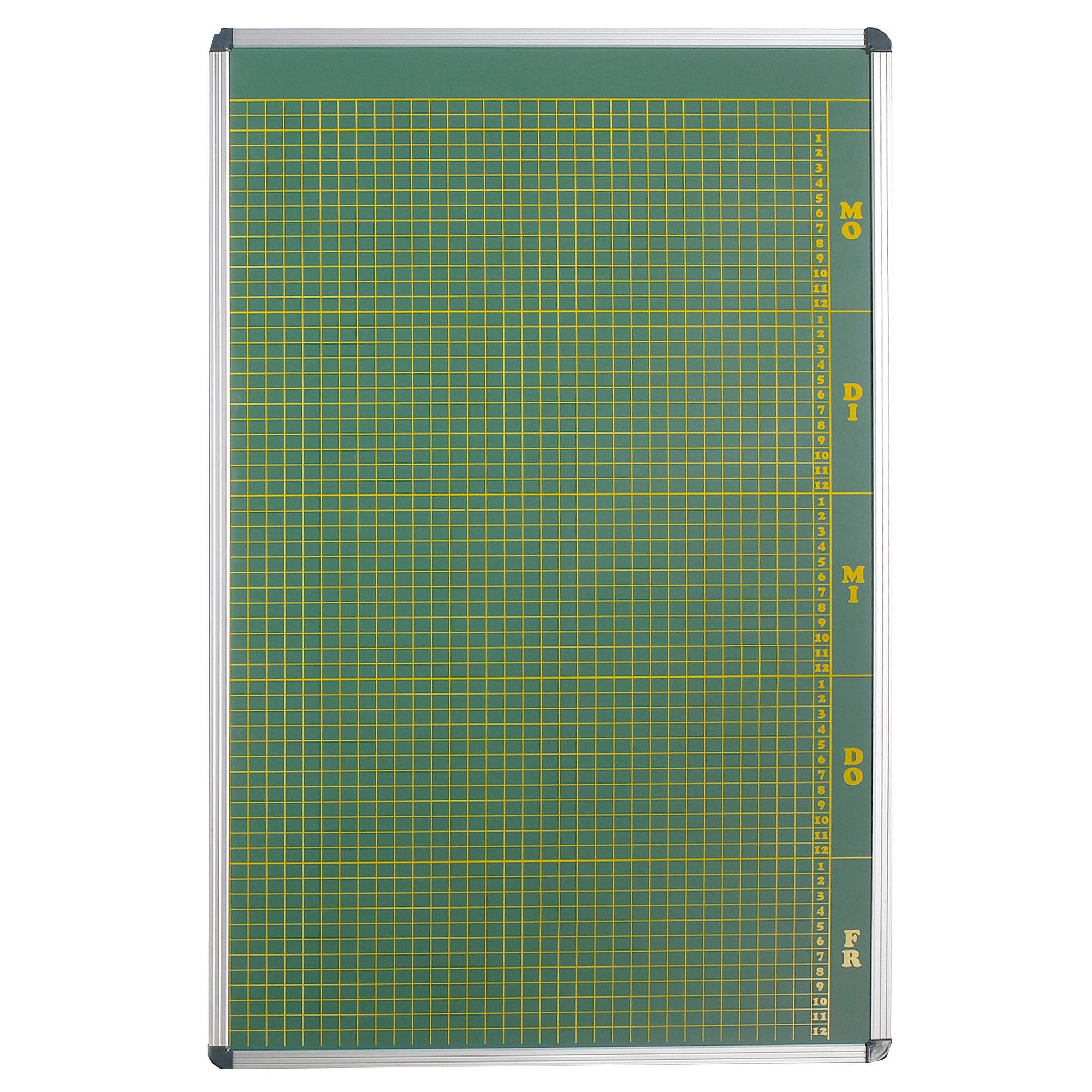 Planbord met personeelsplan en uurrooster van beschrijfbaar geëmailleerd premium staal