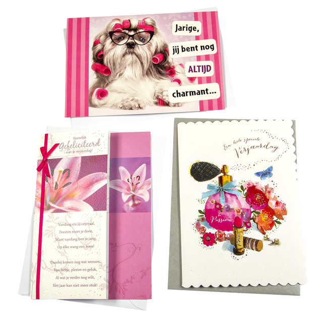 Wenskaart Paperclip navulset verjaardag vrouw 6 kaarten Wenskaart Paperclip navulset verjaardag vrouw 6 kaarten