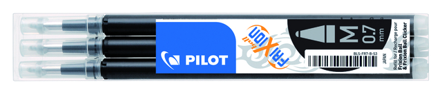Rollerpenvulling PILOT friXion medium zwart set à 3 stuks Rollerpenvulling PILOT friXion medium zwart set à 3 stuks