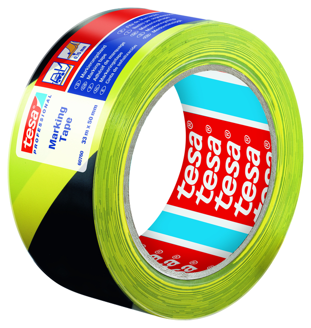 Markeringstape tesa® Professional 60760 PV1 50mmx33m geel-zwart