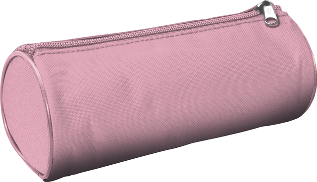 make-up bag, pencil case, pink bag, zippered pouch, cylindrical bag