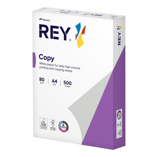 Kopieerpapier Rey Copy A4 80gr wit 500 vel Kopieerpapier Rey Copy A4 80gr wit 500 vel