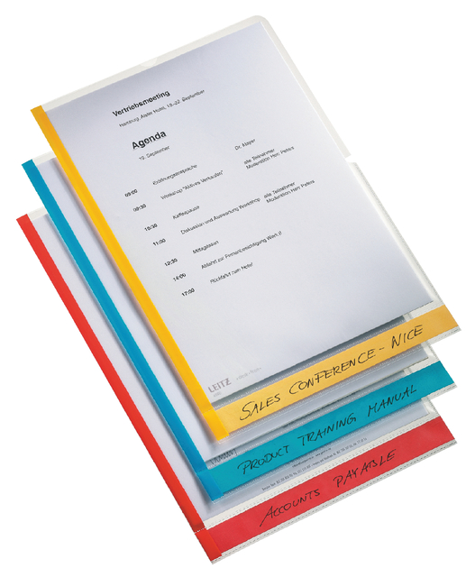 Insteekmap L-model Leitz premium A4 0.15mm PP gekleurde rand transparant 6 stuks Insteekmap L-model Leitz premium A4 0.15mm PP gekleurde rand transparant 6 stuks