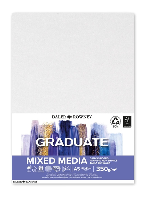 Canvasboard Daler-Rowney Graduate mixed media A5 wit
