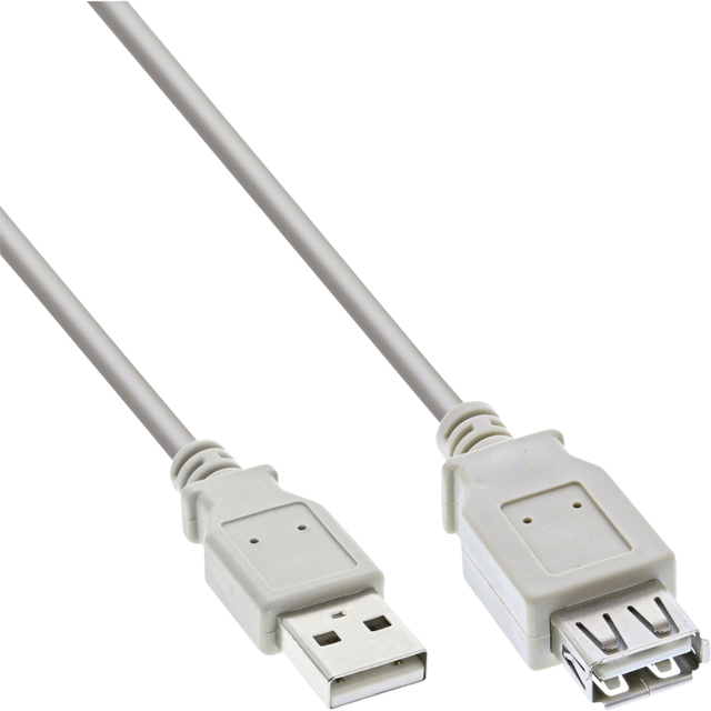 Kabel Inline verlengkabel USB-A 2.0 M-V 3 meter grijs Kabel Inline verlengkabel USB-A 2.0 M-V 3 meter grijs