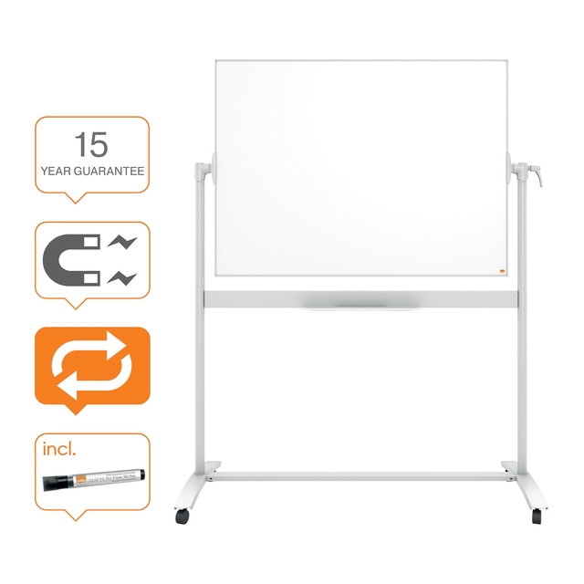 Whiteboard Nobo kantelbord mobiele 90x120cm staal