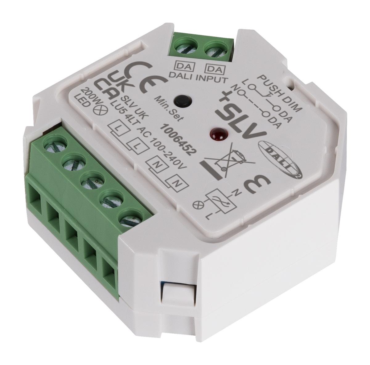 DALI input, LED driver, DIN rail module, terminal block, 2x connections