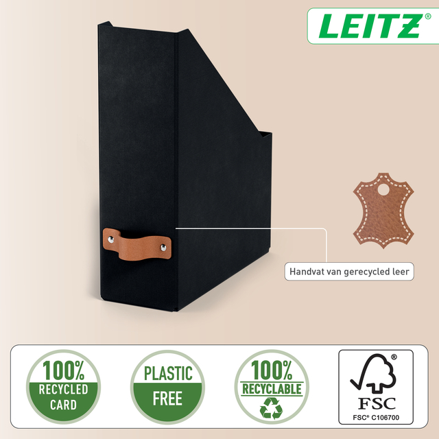binder, bestandhouder, zwart, leerband, gerecycled leer