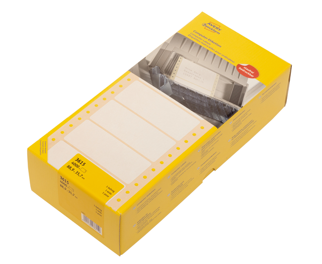 Etiket Avery Zweckform 3615 88.9x35.7mm 1-baans wit 4000stuk Etiket Avery Zweckform 3615 88.9x35.7mm 1-baans wit 4000stuk