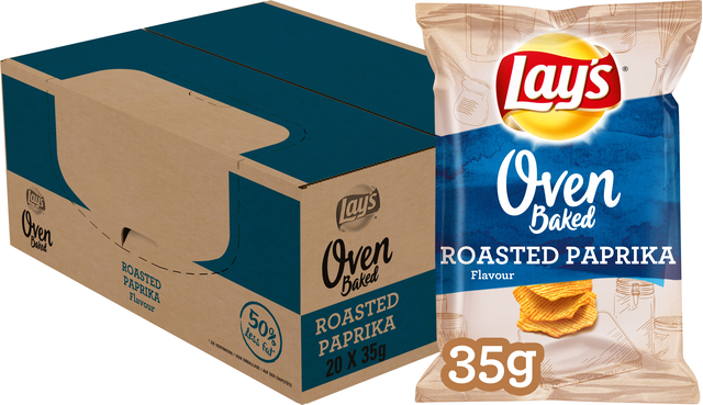 Chips Lay's Oven roasted paprika zakje 35gr Chips Lay's Oven roasted paprika zakje 35gr