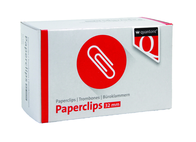 Paperclip Quantore R2 32mm kort 100 stuks Paperclip Quantore R2 32mm kort 100 stuks